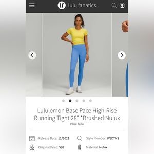 Lululemon Base pace 28” Blue Nile Leggings